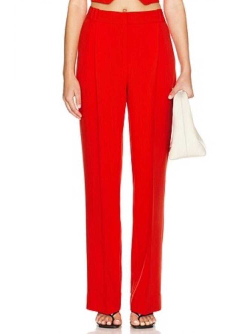 NEW Shona Joy Irena Mid-Rise Straight Pants Hibiscus Relaxed-Fit Casual US2